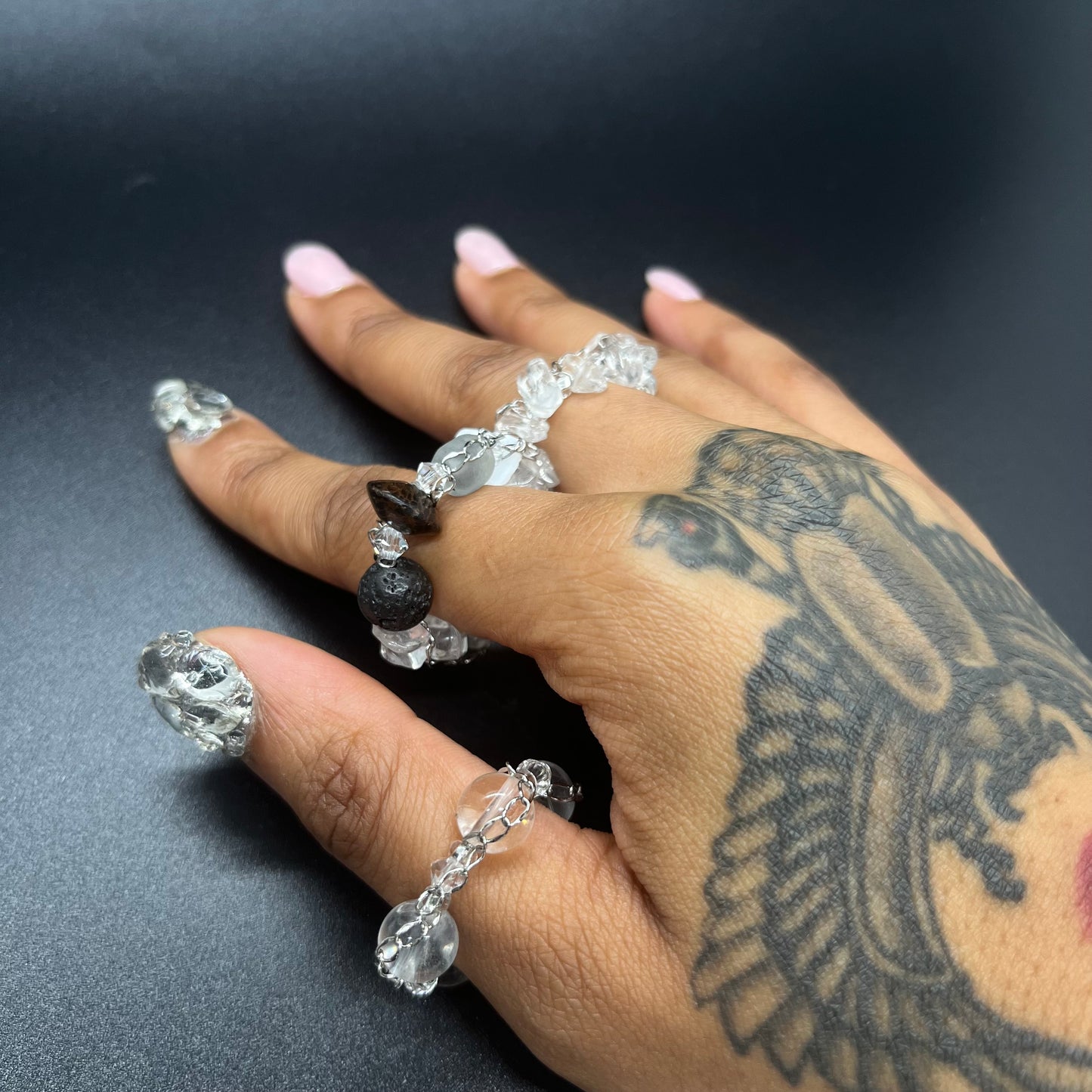 Clear Quartz 3pc Ring Set