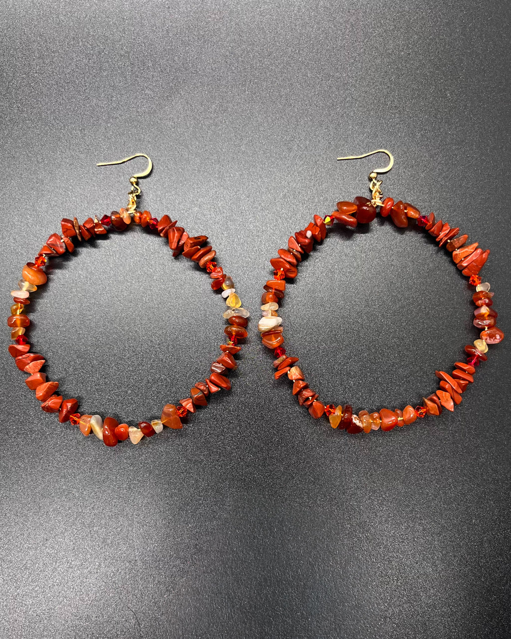 Carnelian x Red Jasper Hoop Earrrings