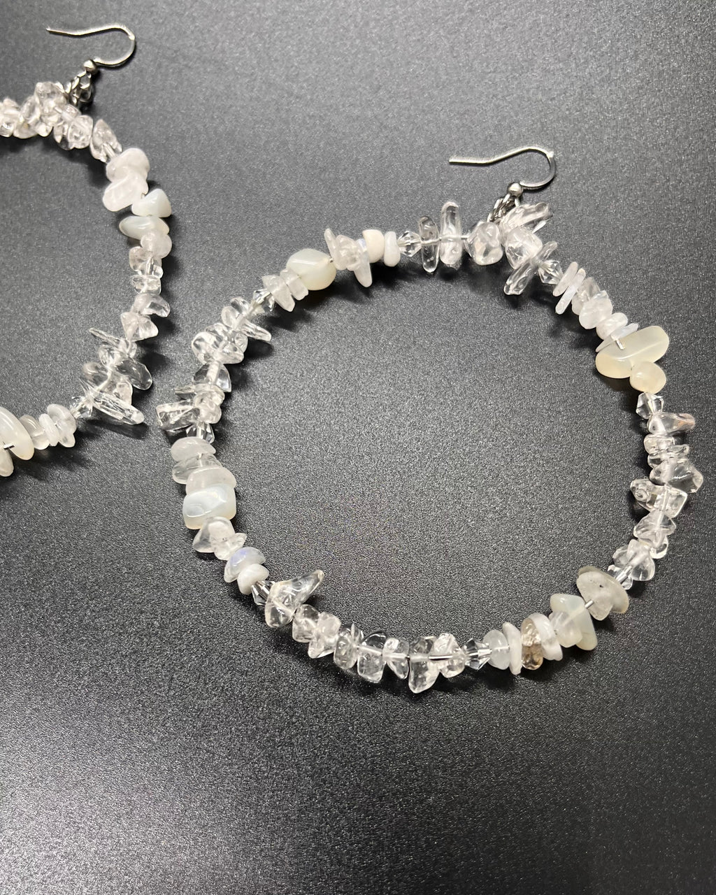 Clear Quartz x White Moonstone Hoop Earrrings
