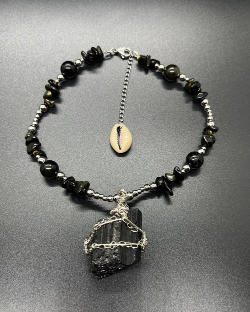 Black Tourmaline x Obsidian Choker