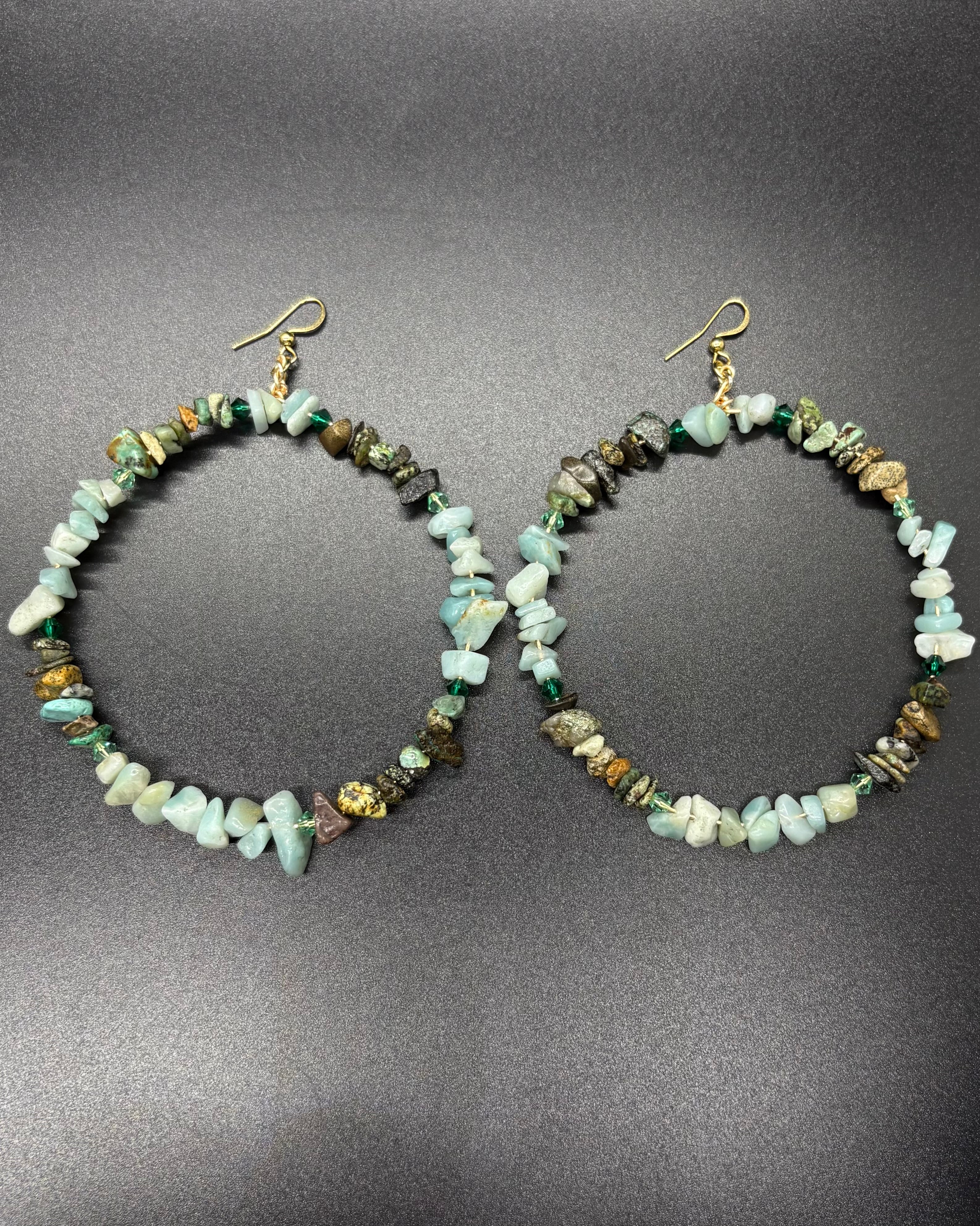 Turquoise x Amazonite Hoop Earrings