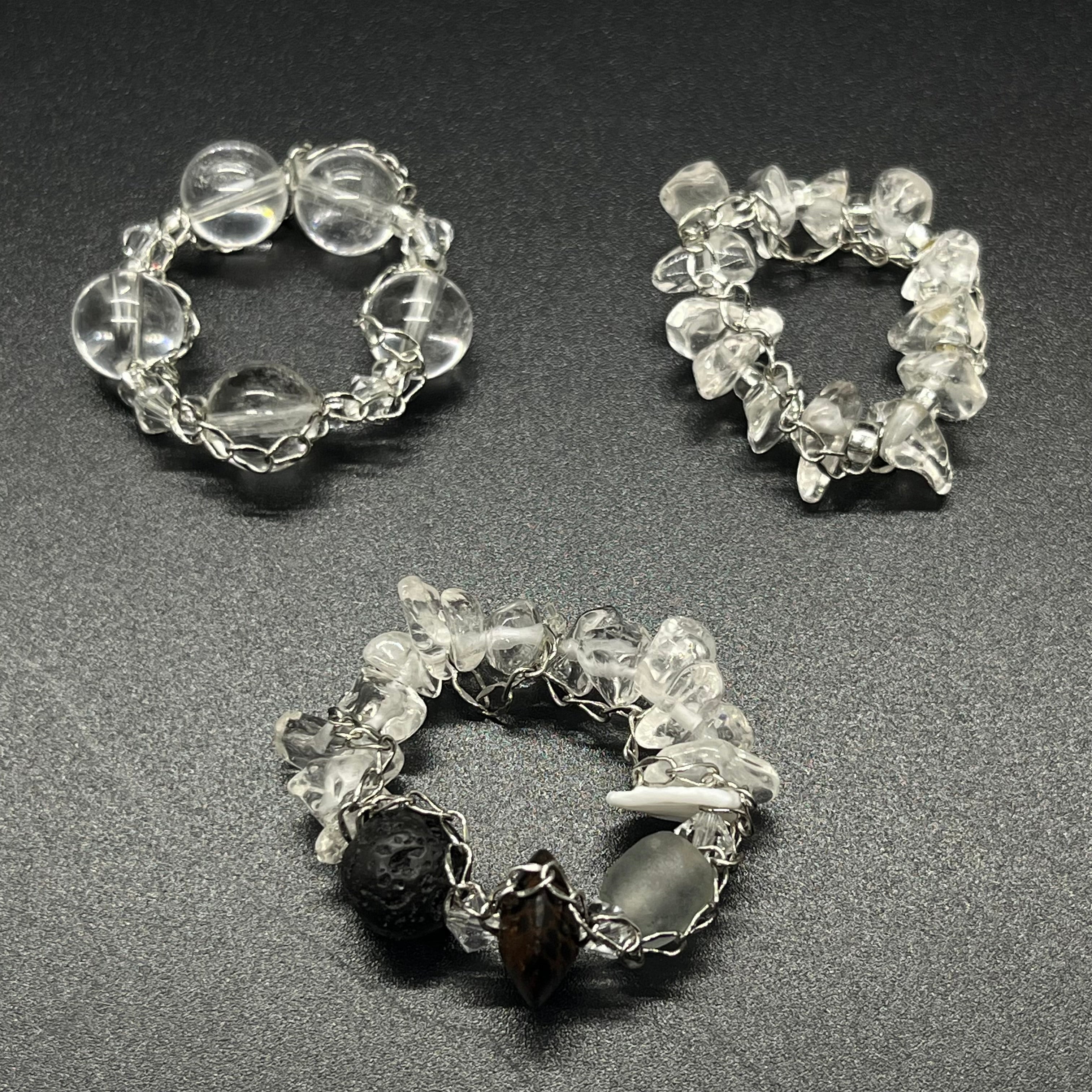 Clear Quartz 3pc Ring Set