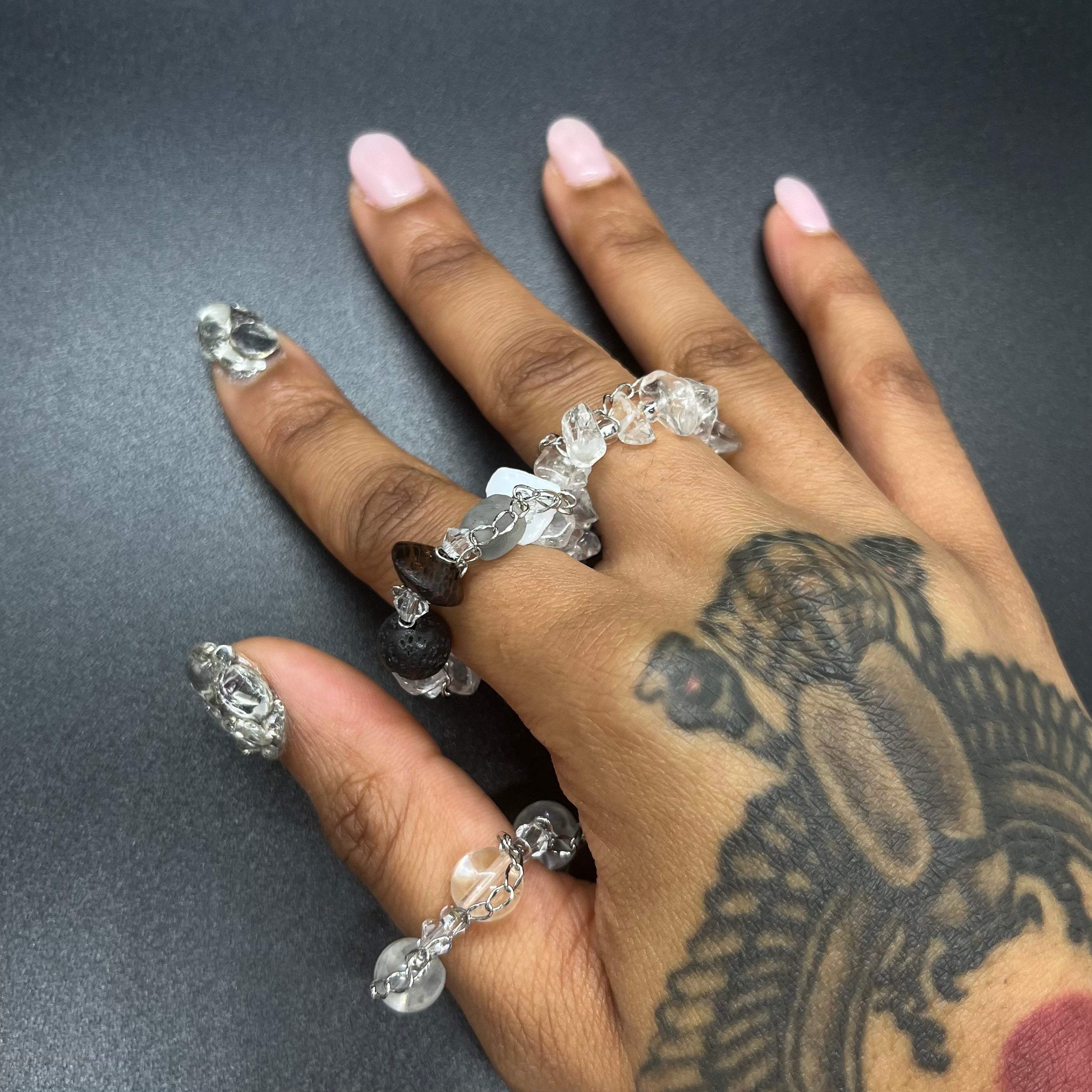 Clear Quartz 3pc Ring Set