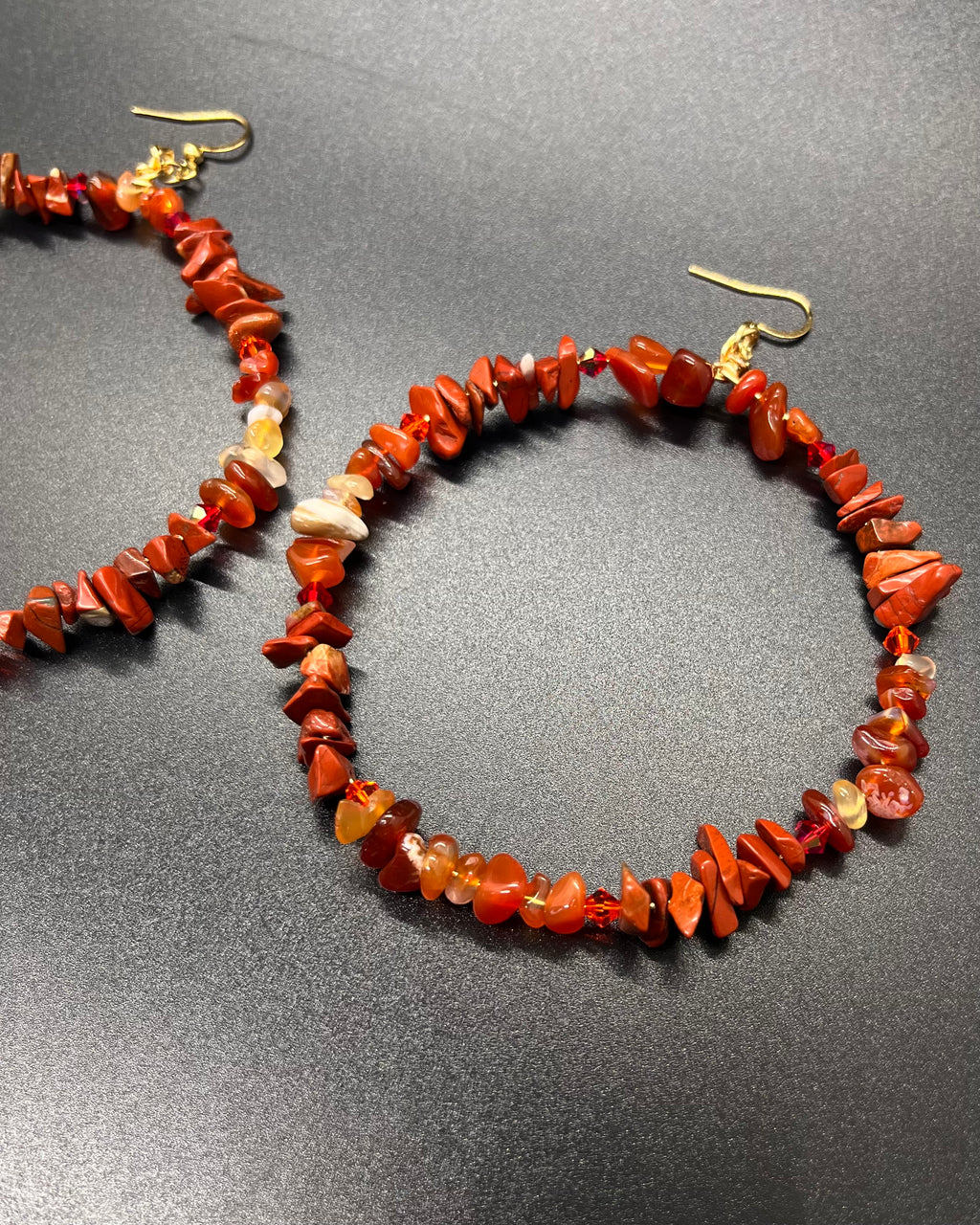 Carnelian x Red Jasper Hoop Earrrings