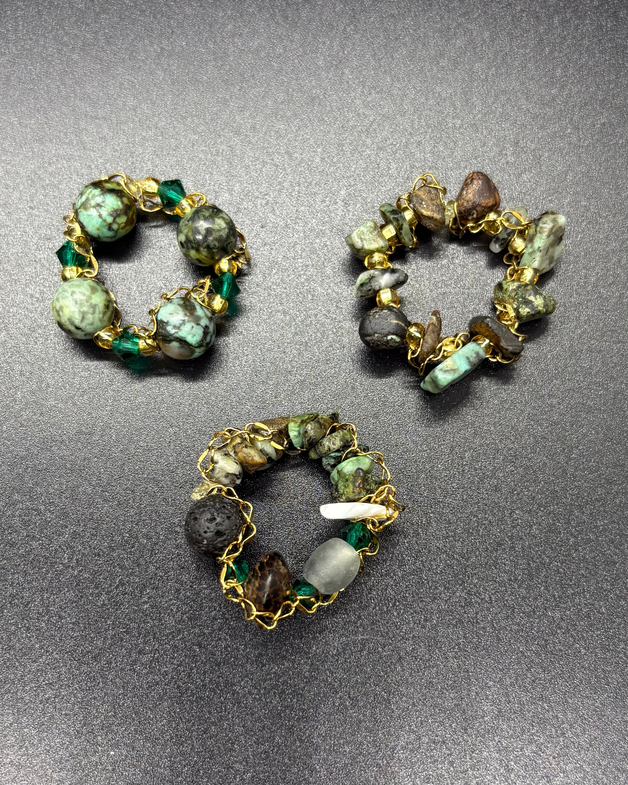African Turquoise 3pc Ring Set