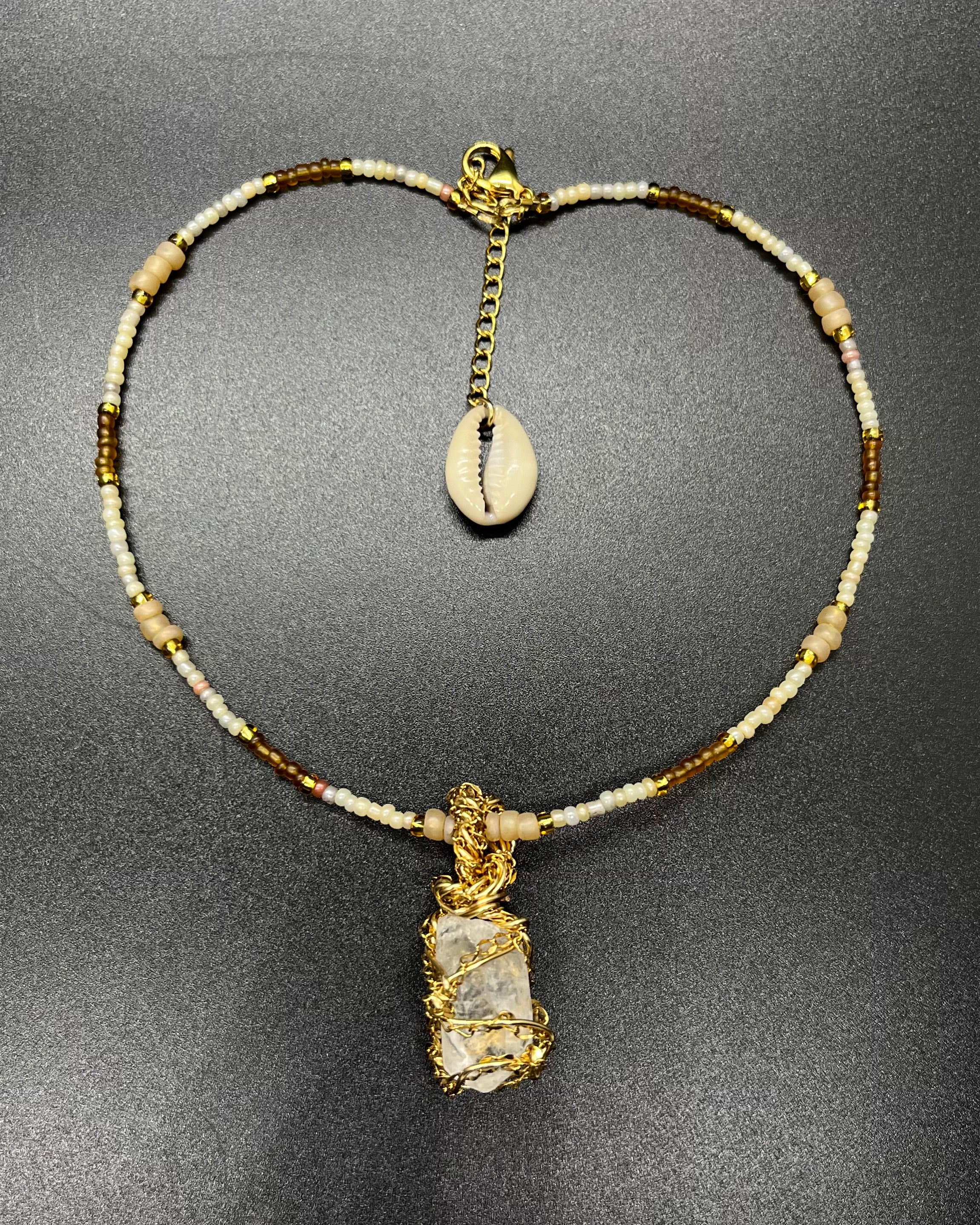 Gold Clear Quartz Necklace — Pickup Only