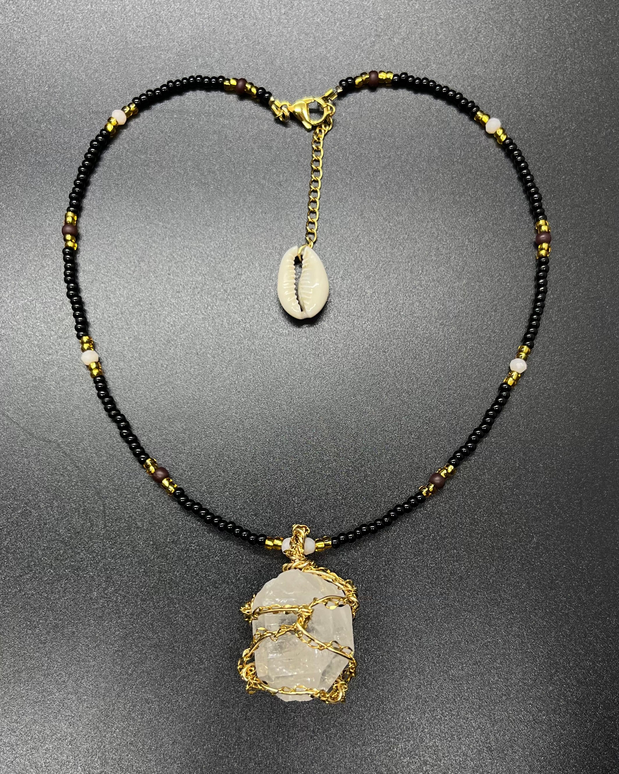 Black Clear Quartz Necklace — Pickup Only