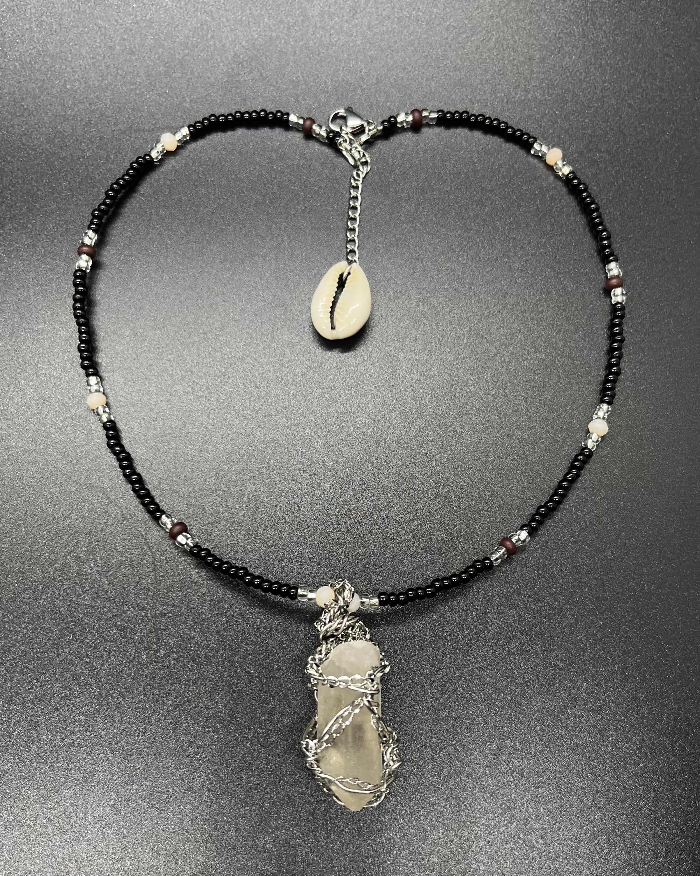 Black Clear Quartz Necklace — Pickup Only